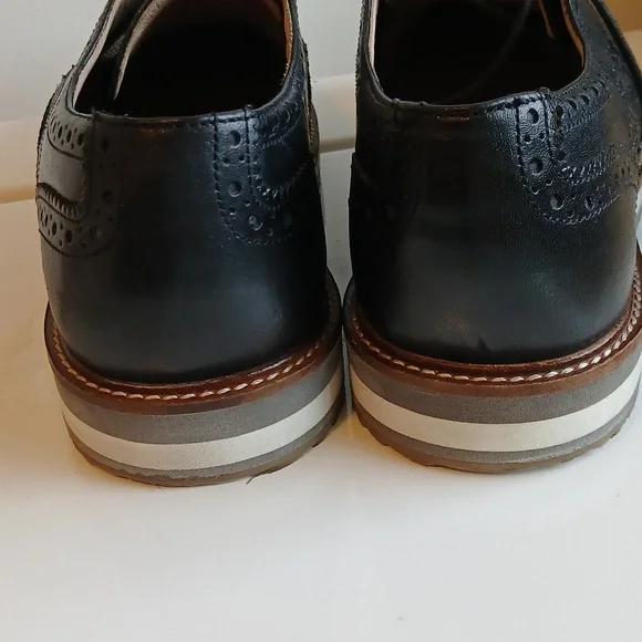 Thomas & Vine Men's Conrad Wingtip Derby Leather Dress Shoes Black Sz US 9.5 - Picture 7 of 9